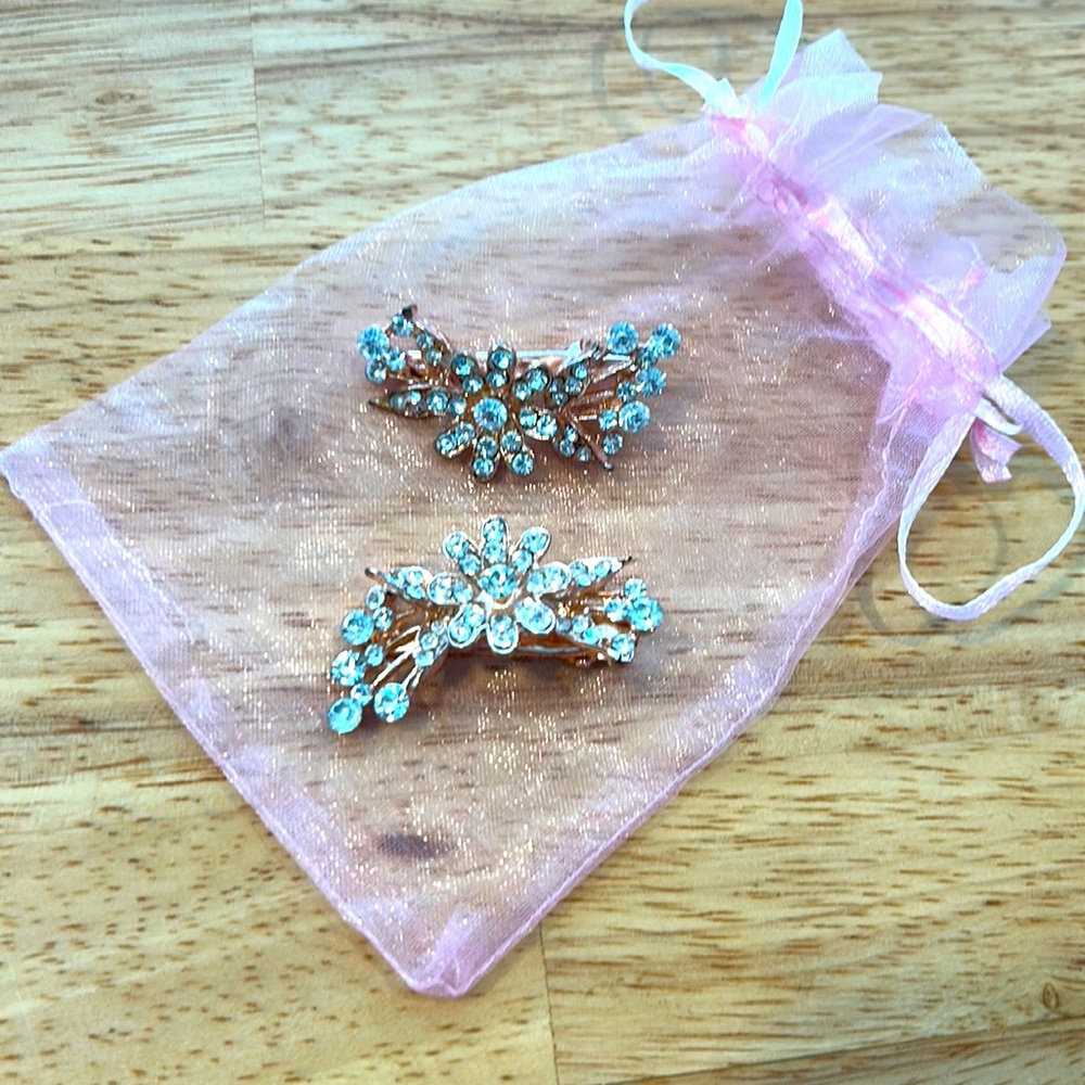 Beautiful Rhinestone Rose Gold Hairclips